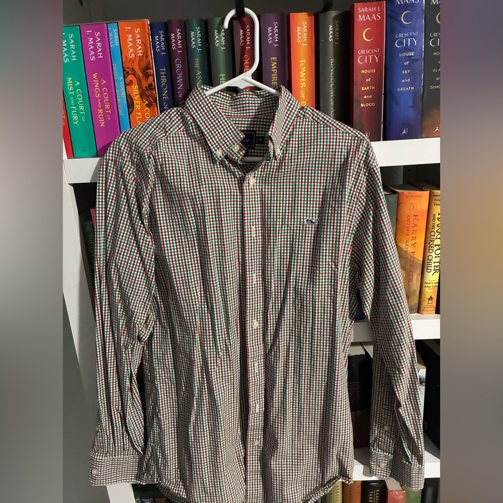 Vineyard Vines Green and Red Checkered Shirt